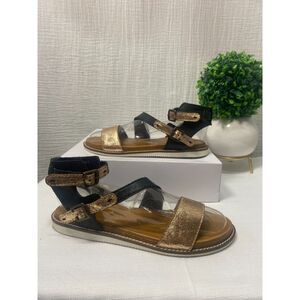 Diba Fair Enough Leather Sandals Women's Size 8.5 Black Metallic